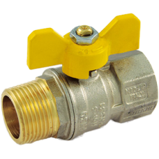 Кран шаровый Tiemme TORNADO для газа EN331 резьба Н/В 3/4" ISO7/EN 10226, с ручкой-бабочкой желтого цвета (2390011)