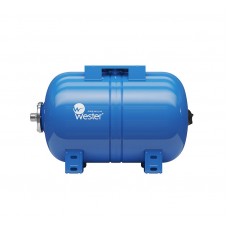 Гидроаккумулятор 24 литра WAO24 Premium 10 бар Россия, фланец из нерж. стали, горизонтальный с площадкой для насоса, синий для водоснабжения, Wester 0-14-0410