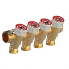 Коллектор с регулирующими клапанами 3/4"x4х1/2", R585C, Giacomini R585CY074