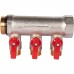 Коллектор Stout с шаровыми кранами 1", 3 отвода 1/2" (красные ручки) SMB 6210 011203
