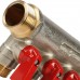 Коллектор с шаровыми кранами 3/4", 4 отвода 1/2" (красные ручки) STOUT SMB 6200 341204