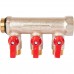 Коллектор с шаровыми кранами 3/4", 3 отвода 1/2" (красные ручки) STOUT SMB 6210 341203