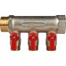 Коллектор с шаровыми кранами 1", 3 отвода 1/2" (красные ручки) STOUT SMB 6200 011203