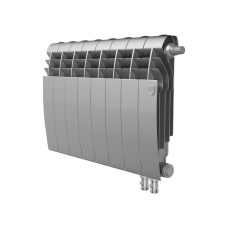 Радиатор биметаллический секционный Royal Thermo BiLiner 350 /Silver Satin серебристый VDR - 8 секций нижнее подключение правое (RTBSSVDR35008)