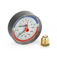 Термоманометр аксиальный 1/2" НР (сзади), Tmax 120°С, 4,0 бара, Uni-Fitt 310P1442