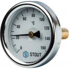 Термометр биметаллический с погружной гильзой. Корпус Dn 63 мм, гильза 50 мм 1/ 2", 0...160°С STOUT SIM-0002-635015