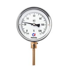 Термометр биметаллический с поверкой тип БТ-52.211. 0..+120°C, 100 мм, L 64мм, G1/2. кл.1,5,снизу, Росма.БТ-52.211 00000002644